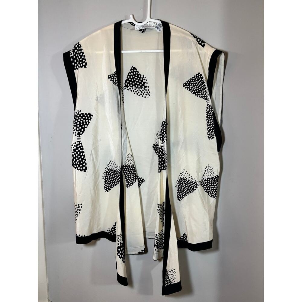 100% Silk Black & White Printed Open Front Top